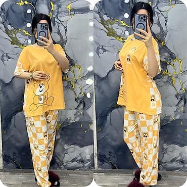 Gecəliklər: Qadınlar üçün iki hissəli ev geyimi dəstləri - Model: qısaqol, rahat — 3