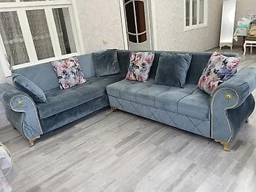 divan olcusu: Künc divan satılır - Model: L formalı künc divan - Rəng: Göy-boz — 1