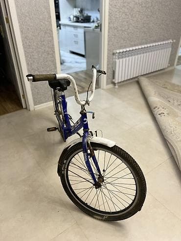 zigzag velosiped: Şəhər velosipedi – STELS, 24” təkər - Rəng: mavi gövdə, ağ sükan və — 2