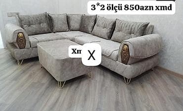divan olcusu: Künc divan dəsti - Ölçü: 3 x 2 m (şəkildə göstərildiyi kimi L — 1