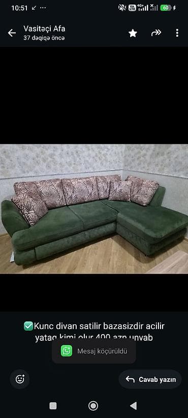 ✅Kunc divan satilir bazasizdir acilir yataq kimi olur 400 azn unvab — 1