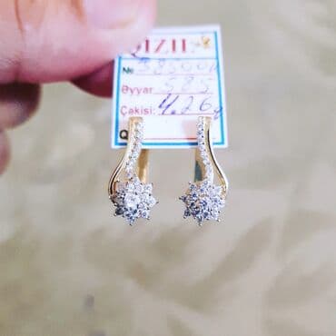 женские золотые серьги: Sırğa, Sarı qızıl, 585 Əyar, 426 g — 4