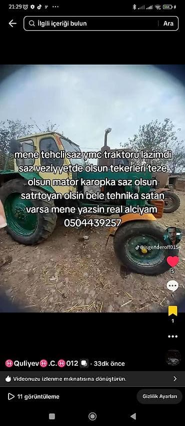 dayun moto: Salam mene saz ymz traktoru axtaram saz veziyyetde olsun tekerleri — 1