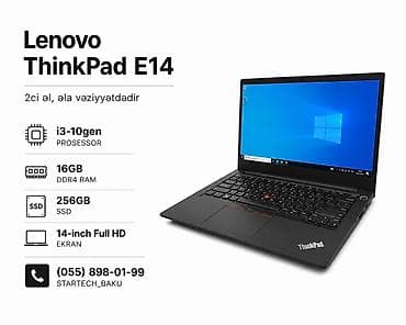 ssd 256: * Lenovo ThinkPad E14 * ⁠Cpu i3-10gen * ⁠Ram 8gb * ⁠Ssd 256Gb * — 1