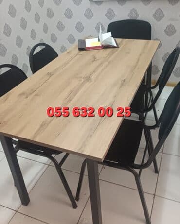 endirimde olan mebeller: Yeni, Kvadrat masa, 4 stul, Açılmayan, Stullar ilə, Dəri, Azərbaycan — 9
