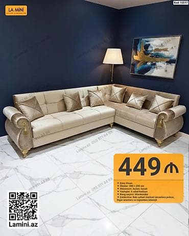 kreditle kunc divanlar: Künc divan – La Mini (Kod: 10517) - Ölçülər: 280 × 200 sm - Mexanizm — 1