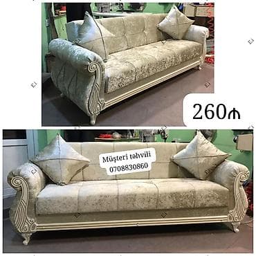 Divanlar: Klassik üslubda 3 nəfərlik divan. Açıq krem və gümüşü tonlarda — 1
