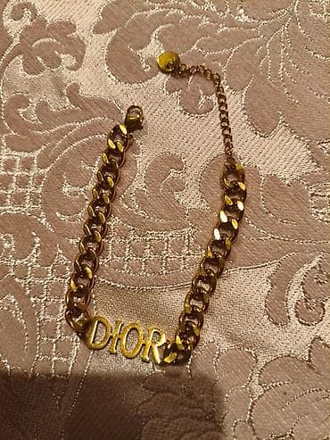 sep ucuz: Qızılı rəngdə qolbaq – “DIOR” yazılı - Material: metal ərintisi — 1