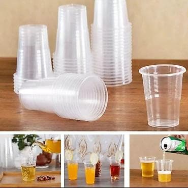 plastik qab: Topdan satiw qiymetine birdefelik stekanlar 100 ededi 5 AZN. unvandan — 1