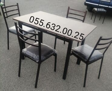 stul ev ucun: Mətbəx üçün, Yeni, Açılmayan, Kvadrat masa, 4 stul — 5