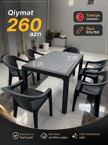 stol dəmir: ✅Plastik masa dəsti ✅Qiymət 260 azn ✅Türkiyə istehsalı — 1
