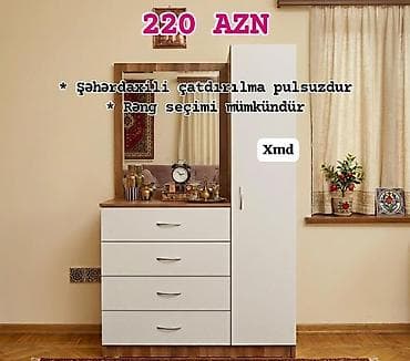 pul kasasi: Yataq otağı üçün kompakt dəst: güzgülü tualet masası və şkaf - Üst — 1