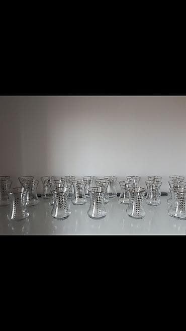 pul qab: Çay dəsti, rəng - Gümüşü, Şüşə, Schafer, 24 nəfərlik, Almaniya — 2