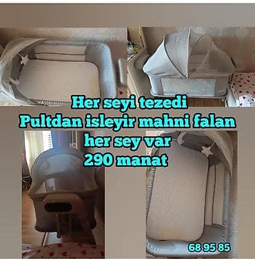 tekli yataq: Uşaq beşiyi – rəng: boz. Yanı açılan, valideyn çarpayısına bitişik — 1