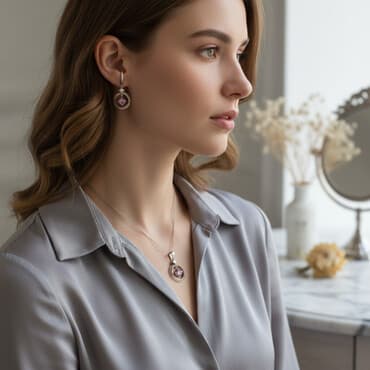 brilyant komplekt: BULGARİ firmasına aid Zərgərlik dəsti, gümüş – sırğa və kulon - — 1