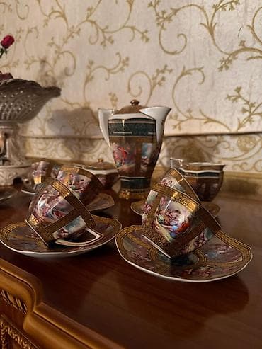 Кофейный набор, цвет - Золотой, Фарфор