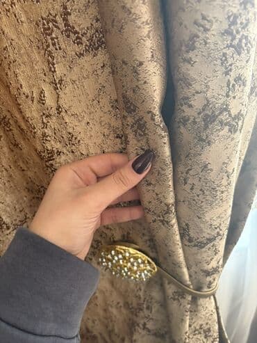 plastik setka qapi: Zərif pərdə dəsti - Komplekt: qalın dekorativ pərdə + zərif naxışlı — 3