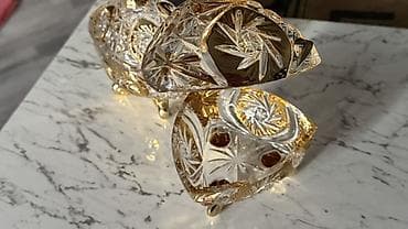 konfet qabı: Məhsul: Kəsimli kristal 24k qızıl suyuna çekilmiş qapaqlı qablar (2 — 3