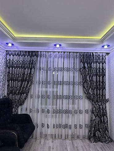 Klassik naxışlı pərdə dəsti - Tərkib: Qalın dekorativ pərdə + tül -