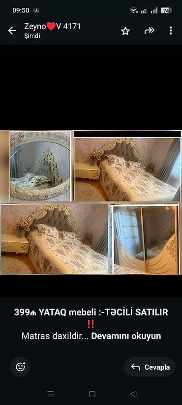 divan satilir tecili: *399₼ YATAQ mebeli :-TƏCİLİ SATILIR*‼️ Matras daxildir Ünvan:-əhmədli — 1