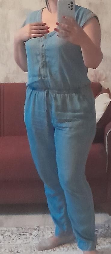 frenç geyim: Qadın denim kombinezon - Material: yüngül denim/jeans parça - Rəng — 1