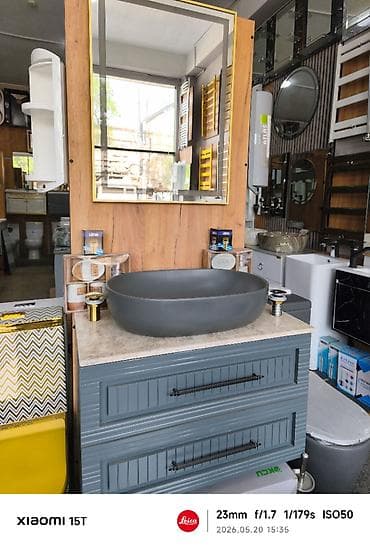 moydalar: Hamam üçün müasir lavabo dəsti - Üstdən qoyulan oval qab-lavabo – mat — 1