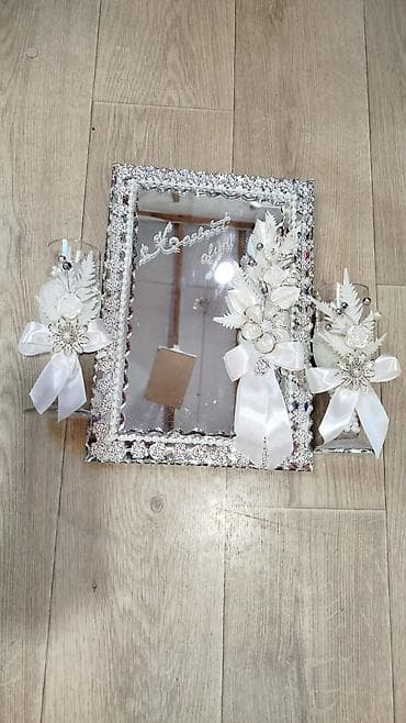 çıraqlar: Bəy-gəlin üçün bəzəkli xına/tradisiya dəsti - Gümüşü rəng tonlarında — 1