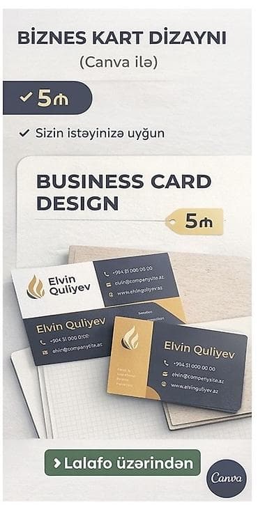 Xidmət: Biznes kart dizaynı (Canva ilə) - Sizin istəyinizə uyğun