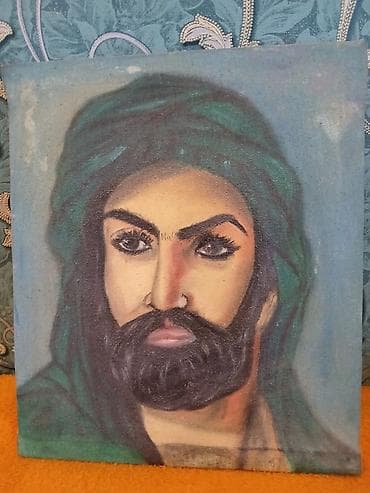 sekileri: Mövzu: Portret tablo – kətan üzərində yağlı boya Təsvir: - Kətan — 1