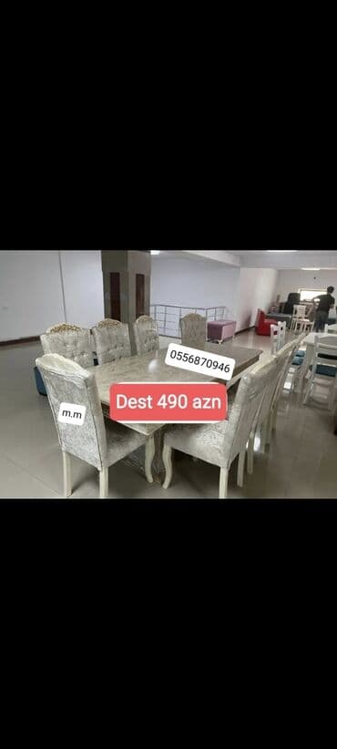 uşaq stol stul: Qonaq otağı üçün, Yeni, Açılmayan, Dördbucaq masa, 6 stul — 26