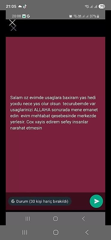 Uşaqlara baxım xidməti - Xidmət yeri: Mehdiabad qəsəbəsi, mərkəz - lalafo.az -da Uşaqlara baxım xidməti - Xidmət yeri: Mehdiabad qəsəbəsi, mərkəz -