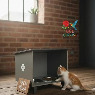 pişik: Məhsul: Pişik temalı qidalandırıcı stendlər - Dizayn: Taxta əsaslı — 3