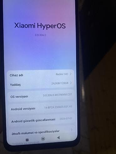 galaxy s 23: Redmi 14C, 128 GB, rəng - Yaşıl, Sensor — 5