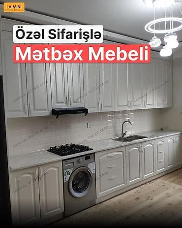 3d qelem: Özəl sifarişlə mətbəx mebeli - Klassik üslubda, ağ rəngli fasadlar — 1