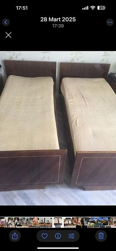 Детский мир: İki ədəd tək nəfərlik çarpayı dəsti - Model: klassik dizaynlı, taxta — 2