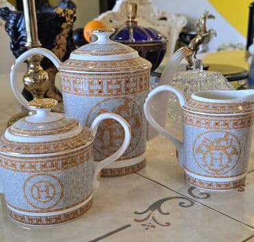 qab qacağ: Çay dəsti, rəng - Qızılı, Farfor — 2