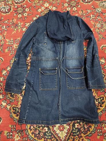 Qadınlar üçün cins kapüşonlu paltar/uzun gödəkçə - Material: klassik