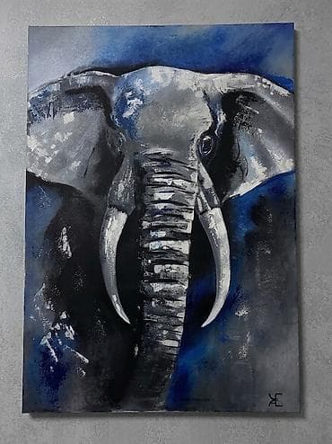 Əl işi, orijinal fil rəsmi olan dekorativ tablo satılır. 🐘🖤 Ölçüsü — 1