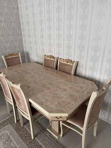 taxta oturacaqlar: Qonaq otağı üçün, Açılmayan, Dördbucaq masa, 6 stul — 1