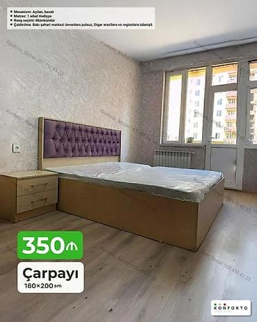 Çarpayı – 160×200 sm - Mexanizm: açılan, bazalı (yorğan-döşək üçün — 1