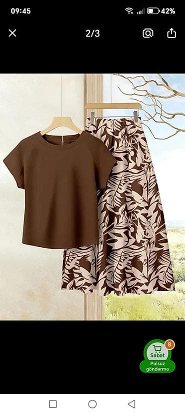 hacar desdi: Plus size-friendly iki hissəli dəst – nəfəsalan parça, elastik bel — 5