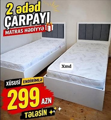 2 li kravat: 2 ədəd tək nəfərlik çarpayı dəsti - Ağımtıl korpus, sadə və modern — 1