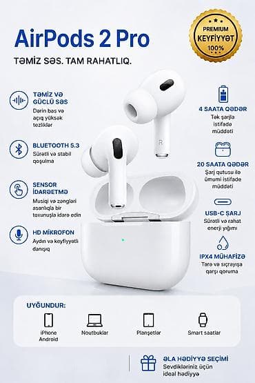 bluetooth qulaq: Simsiz (Bluetooth) Qulaqcıqlar, Apple, rəng - Ağ — 1