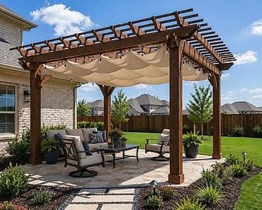 Açıq hava məkanları üçün taxta pergola – həyət, bağ və terraslar üçün