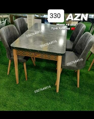 Fizika: Mətbəx üçün, Yeni, Açılan, Dördbucaq masa, 4 stul — 7