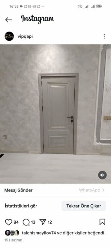 döşəmə boyası: İç qapı – klassik dizayn - Rəng: açıq boz - Material: MDF/taxta — 1