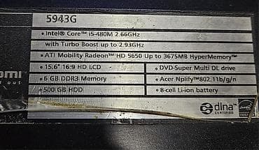 irsad playstation 3: Acer Aspire 5943G noutbuk Texniki xüsusiyyətlər: - Prosessor: Intel — 5