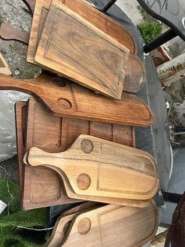 stylus pen: Taxta servis və kəsim lövhələri dəsti - Material: təbii bərk ağac — 9