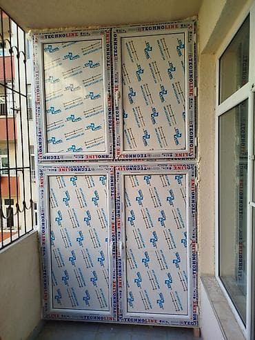 plastic qapi: Yeni İkiqat şüşə paketi Plastik pəncərə, Еni: 100 sm, Uzunluğu: 100 sm, Ödənişli quraşdırma — 5
