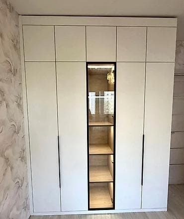 kunc divan kreditle: Mebelli qarderob şkafı – müasir minimal dizayn - Rəng: mat ağ — 2